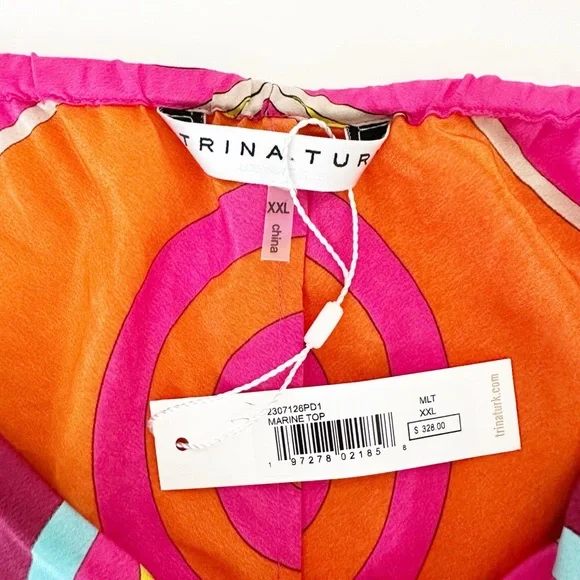 Trina Turk Marine Vibrant Halter Top with Scarf Tie Size XXL